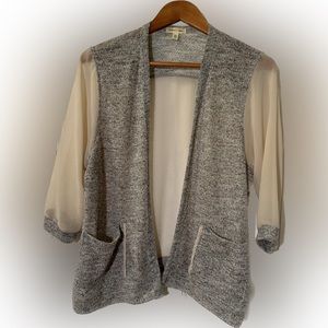 silence + noise by UO Open Front Sheer Cardigan with Pockets XS